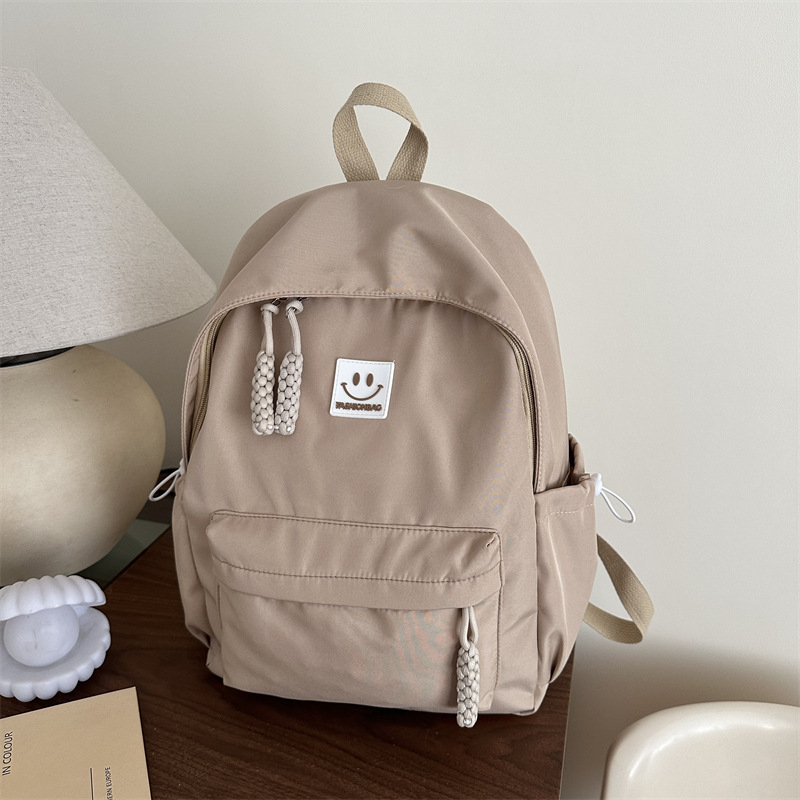 Lányoknak való iskolatáska, street fashion stílus, Oxford anyag, telefonzseb, cipzár, poliészter bélés, tavasz 2025