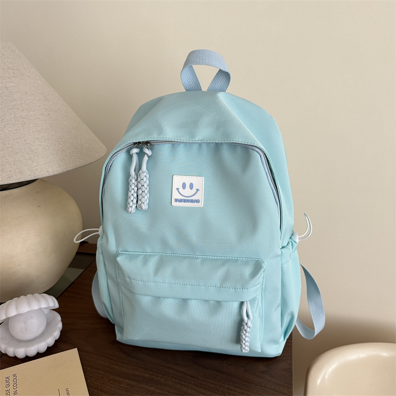 Lányoknak való iskolatáska, street fashion stílus, Oxford anyag, telefonzseb, cipzár, poliészter bélés, tavasz 2025