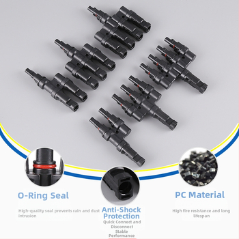 Zhenglian MC4 φωτοβολταϊκός συνδετήρας, αδιάβροχος προσαρμογέας τύπου Τ με πολλαπλές εξόδους για ηλιακή ενέργεια