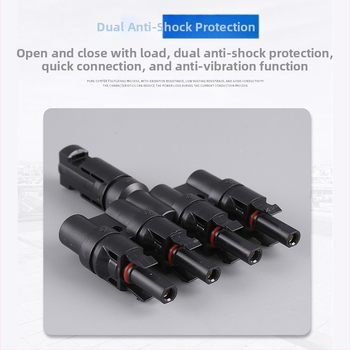 Zhenglian MC4 φωτοβολταϊκός συνδετήρας, αδιάβροχος προσαρμογέας τύπου Τ με πολλαπλές εξόδους για ηλιακή ενέργεια