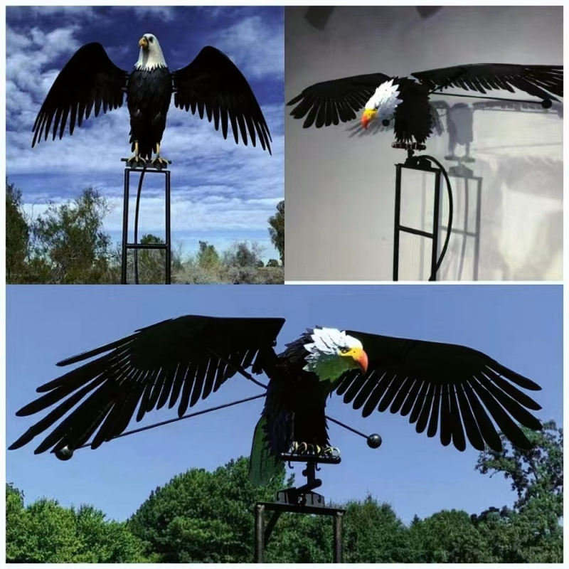 Vas bagoly szélmalom formájú kertdekor – pásztorális stílusú fémművészet beltéri és kültéri használatra; ajándék esküvőre, születésnapra és költözésre