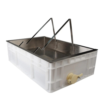 Ανοξείδωτη πλάκα κοπής μελιού – σετ 3 τεμαχίων με κουτί αποθήκευσης και κάδο ροής μελιού Ango