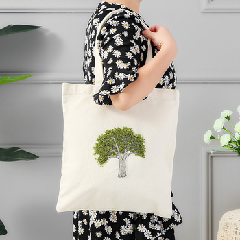 DIY siuvinėjimo rinkinys medvilnės drobinei rankinei – kryžminis siuvinėjimas, Silk Screen spausdinimas, pritaikomas dizainas