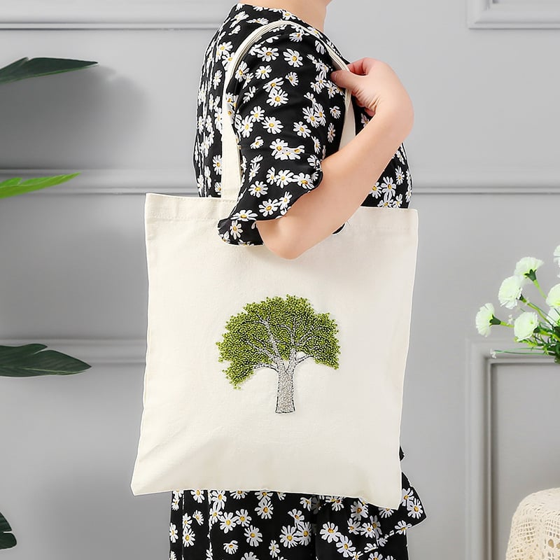Комплект DIY за бродиране: платнена памучна чанта – кръстат бод, Silk Screen печат, персонализиран дизайн