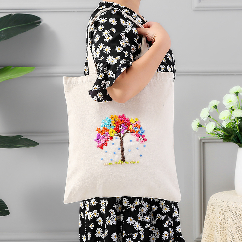 DIY siuvinėjimo rinkinys medvilnės drobinei rankinei – kryžminis siuvinėjimas, Silk Screen spausdinimas, pritaikomas dizainas