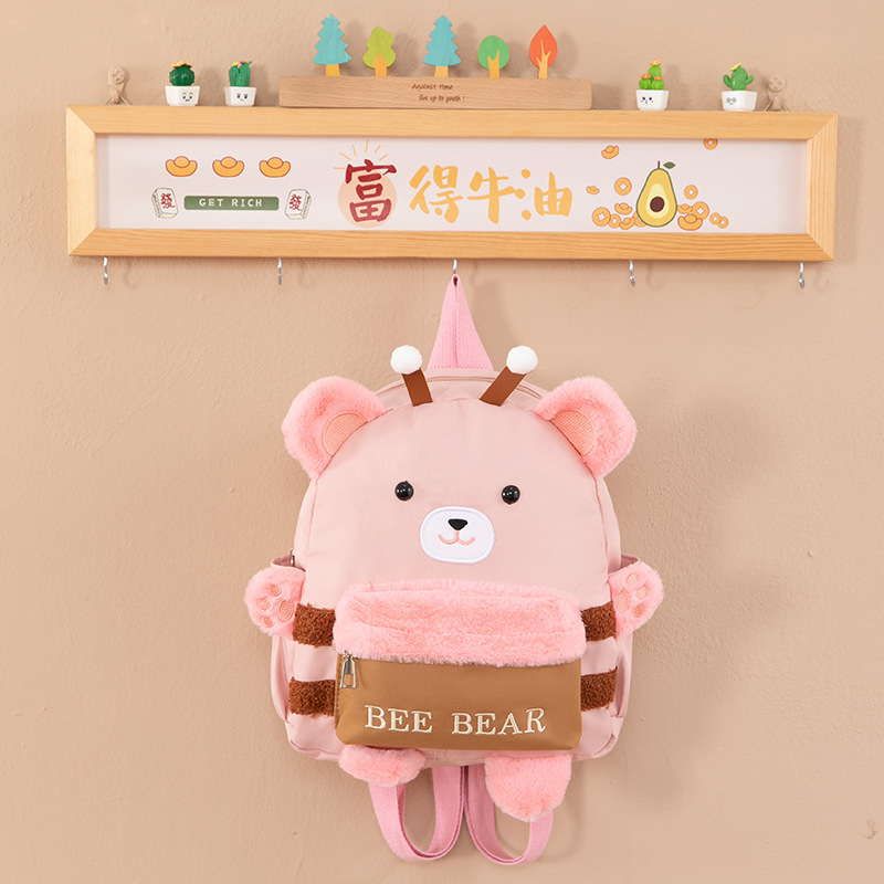 Bērnu skolas mugursoma ar lāča rakstu, liela ietilpība, no Oxford auduma, elpojoša, ļoti viegla, nodilumizturīga, samazina slodzi.