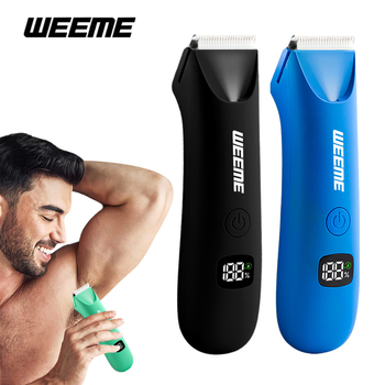 Мъжки тример за интимни зони с безопасна глава, презареждаем, с вградена батерия, керамично острие, миещ се