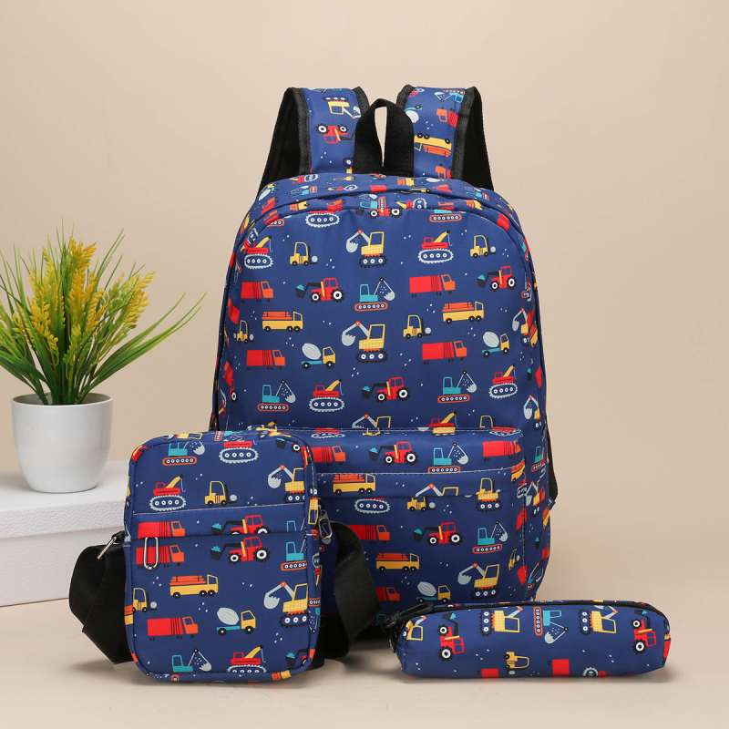 Unikornis vászon hátizsák – háromrészes készlet középiskolásoknak, utcai stílus, tartalmazza: hátizsák, keresztpántos oldaltáska és tolltartó