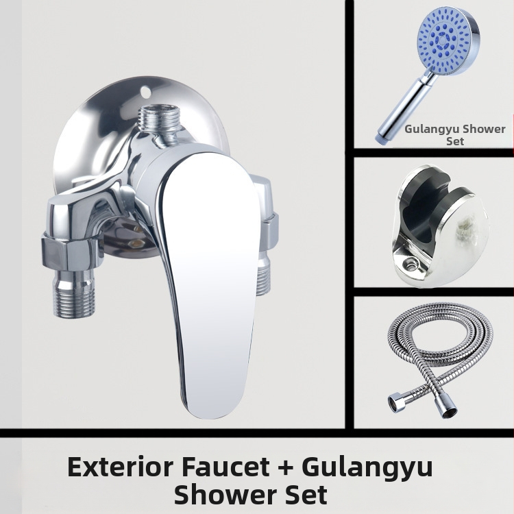 Paviršinis montuojamas trikampis dušo maišytuvas su karšto/šalto vandens mišiniu – 0–90°C diapazonas, darbinis slėgis 1,6 MPa, srautas 10 L/min