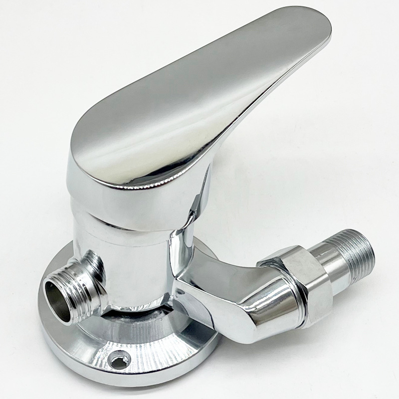 Paviršinis montuojamas trikampis dušo maišytuvas su karšto/šalto vandens mišiniu – 0–90°C diapazonas, darbinis slėgis 1,6 MPa, srautas 10 L/min