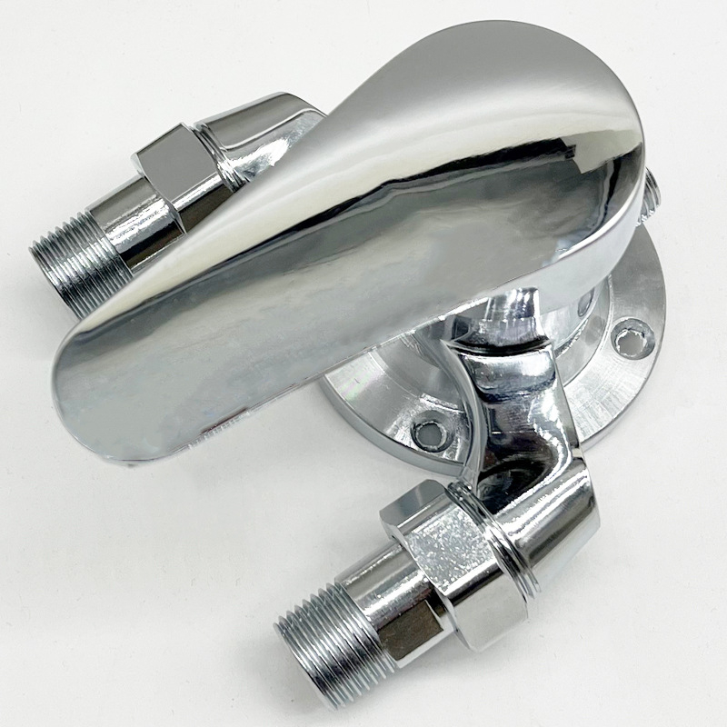 Paviršinis montuojamas trikampis dušo maišytuvas su karšto/šalto vandens mišiniu – 0–90°C diapazonas, darbinis slėgis 1,6 MPa, srautas 10 L/min