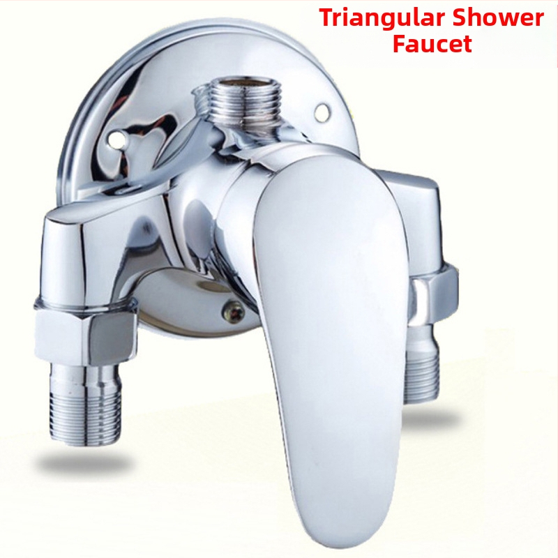 Paviršinis montuojamas trikampis dušo maišytuvas su karšto/šalto vandens mišiniu – 0–90°C diapazonas, darbinis slėgis 1,6 MPa, srautas 10 L/min