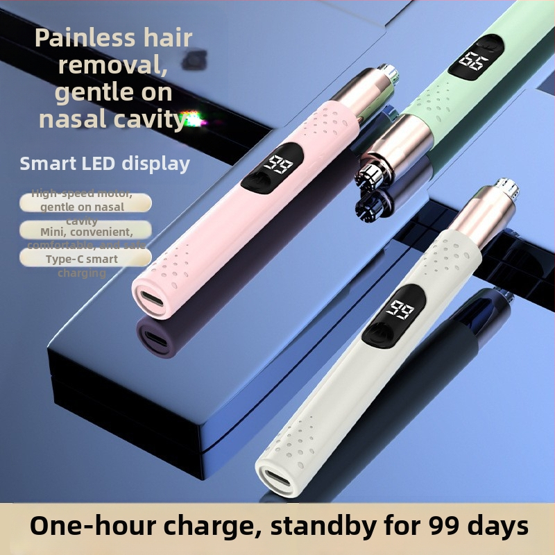 Електрически тример за носни косми с ABS корпус, сменяема глава за водно миене, презареждаем модел, без вградена батерия