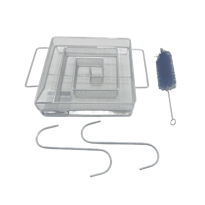 Nerūdijančio plieno dūmų plokštė BBQ – šalto dūmų generatoriaus su pjuvenomis, kvadratinė, 176 g, pakuotė 50 vnt., poliruota ir suvirinta