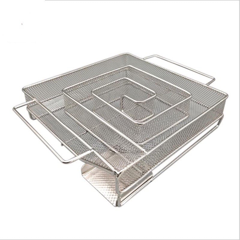 Nerūdijančio plieno dūmų plokštė BBQ – šalto dūmų generatoriaus su pjuvenomis, kvadratinė, 176 g, pakuotė 50 vnt., poliruota ir suvirinta