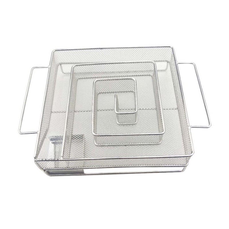 Nerūdijančio plieno dūmų plokštė BBQ – šalto dūmų generatoriaus su pjuvenomis, kvadratinė, 176 g, pakuotė 50 vnt., poliruota ir suvirinta