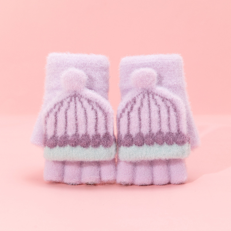 Vaikų žiemos pirštinės, pusiau pirštinės, žakardiniai megztiniai, šiltos, universalios