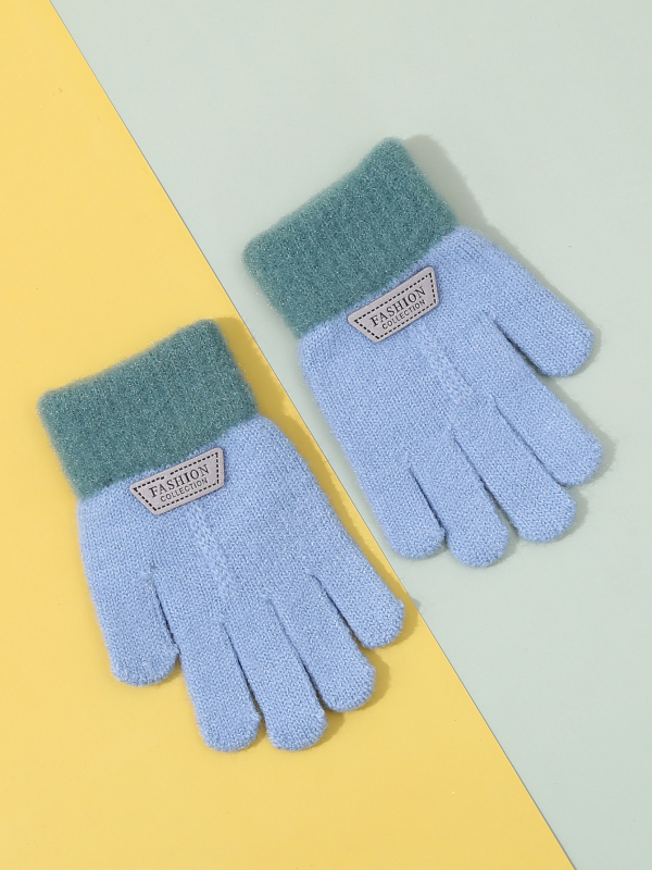 Vaikiškos pirštinės iš alpakos su fliso įdėklu, mezotos penkių pirštų ir su karikatūros dizainu, rudens–žiemos sezonui, šiltos