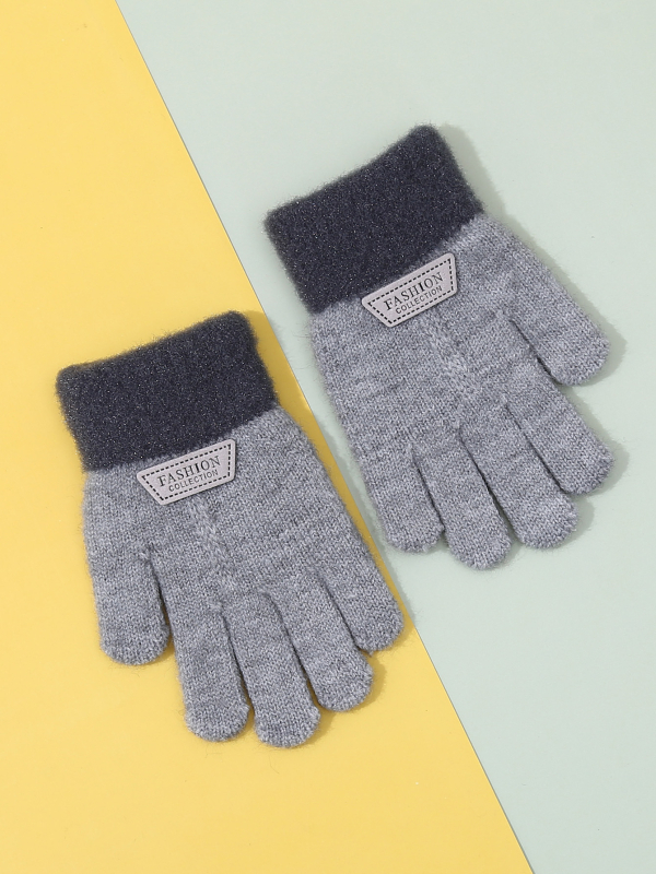 Vaikiškos pirštinės iš alpakos su fliso įdėklu, mezotos penkių pirštų ir su karikatūros dizainu, rudens–žiemos sezonui, šiltos