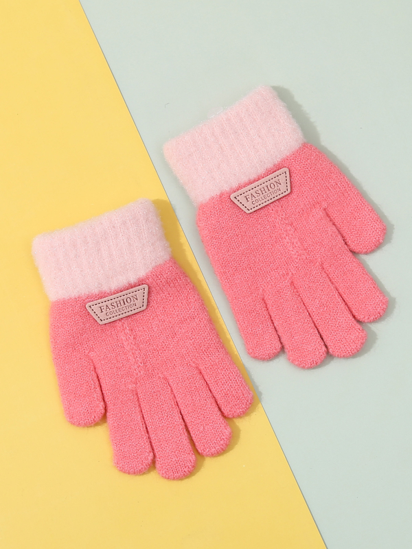 Vaikiškos pirštinės iš alpakos su fliso įdėklu, mezotos penkių pirštų ir su karikatūros dizainu, rudens–žiemos sezonui, šiltos