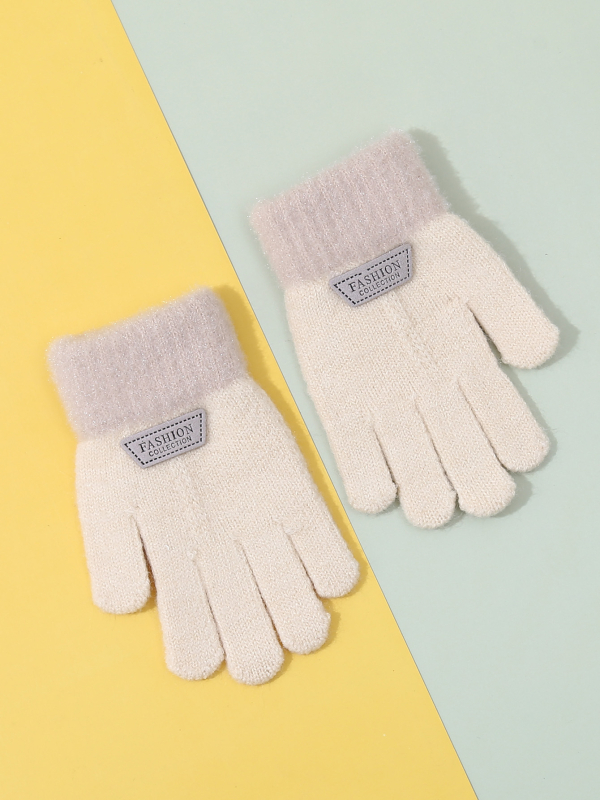 Vaikiškos pirštinės iš alpakos su fliso įdėklu, mezotos penkių pirštų ir su karikatūros dizainu, rudens–žiemos sezonui, šiltos