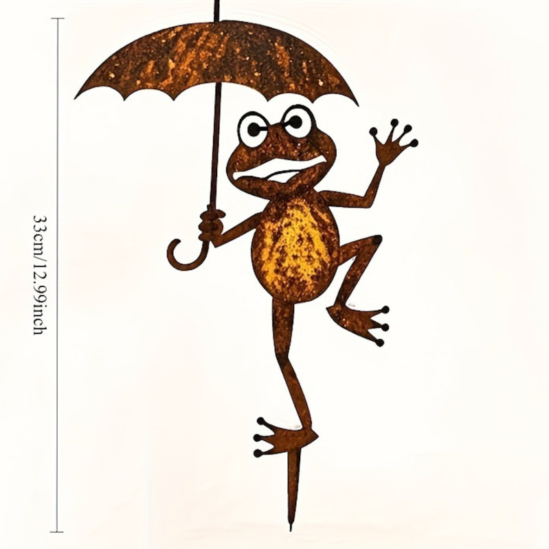 Béka alakú kerti dekoráció, vasból készült, márka 02njhu, alkalmas kertbe, egyedi csomagolású PP zacskóban
