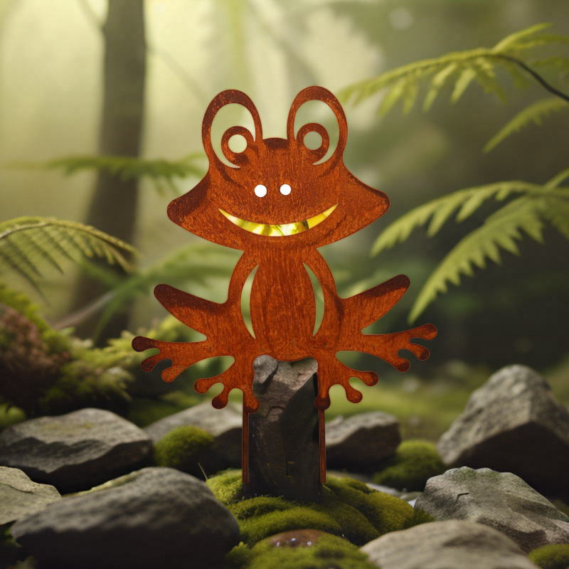 Béka alakú kerti dekoráció, vasból készült, márka 02njhu, alkalmas kertbe, egyedi csomagolású PP zacskóban