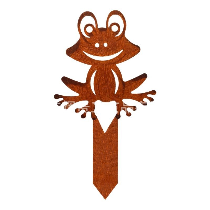 Béka alakú kerti dekoráció, vasból készült, márka 02njhu, alkalmas kertbe, egyedi csomagolású PP zacskóban