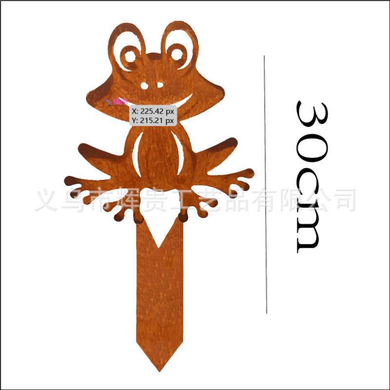 Béka alakú kerti dekoráció, vasból készült, márka 02njhu, alkalmas kertbe, egyedi csomagolású PP zacskóban