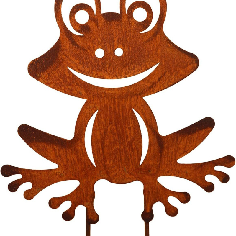 Béka alakú kerti dekoráció, vasból készült, márka 02njhu, alkalmas kertbe, egyedi csomagolású PP zacskóban