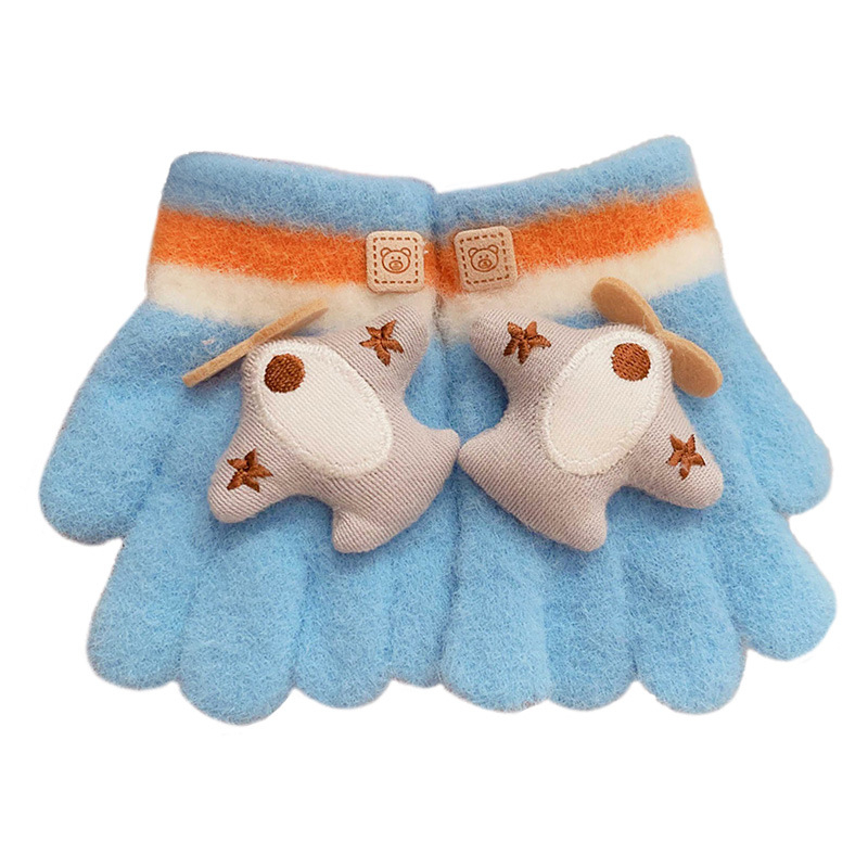 Megzti šilti vaikų pirštiniai su karikatūriniu lėktuvo motyvu, 0–4 metų, ruduo–žiema, pirštinės, pritaikomos