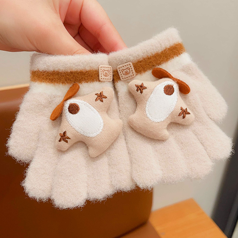 Megzti šilti vaikų pirštiniai su karikatūriniu lėktuvo motyvu, 0–4 metų, ruduo–žiema, pirštinės, pritaikomos