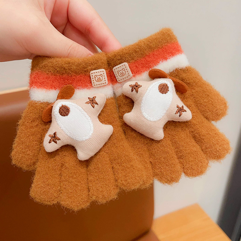 Megzti šilti vaikų pirštiniai su karikatūriniu lėktuvo motyvu, 0–4 metų, ruduo–žiema, pirštinės, pritaikomos