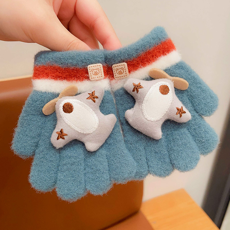 Megzti šilti vaikų pirštiniai su karikatūriniu lėktuvo motyvu, 0–4 metų, ruduo–žiema, pirštinės, pritaikomos