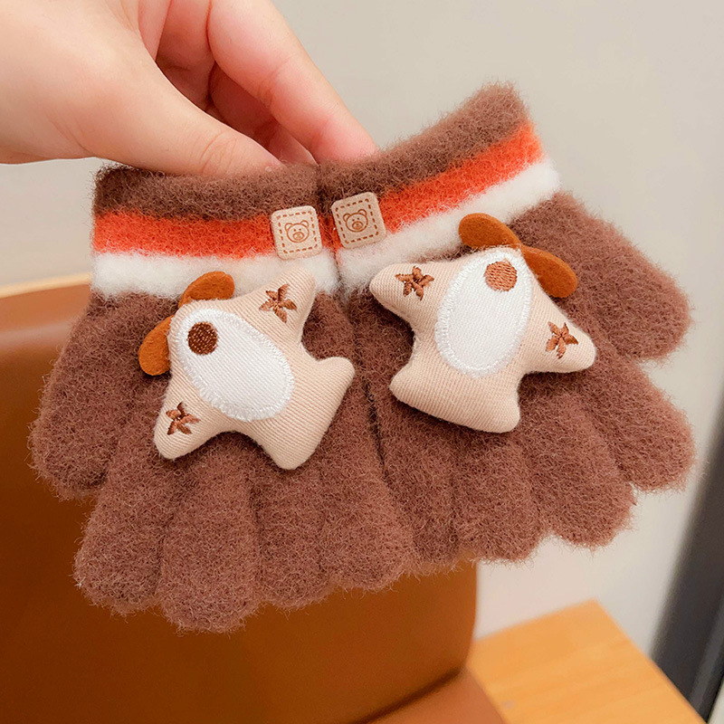 Megzti šilti vaikų pirštiniai su karikatūriniu lėktuvo motyvu, 0–4 metų, ruduo–žiema, pirštinės, pritaikomos