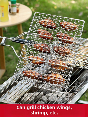 Κλιπ για ψήσιμο ψαριού από ανοξείδωτο 304, πτυσσόμενο τετράγωνο πλέγμα για μπάρμπεκιου και λαχανικά