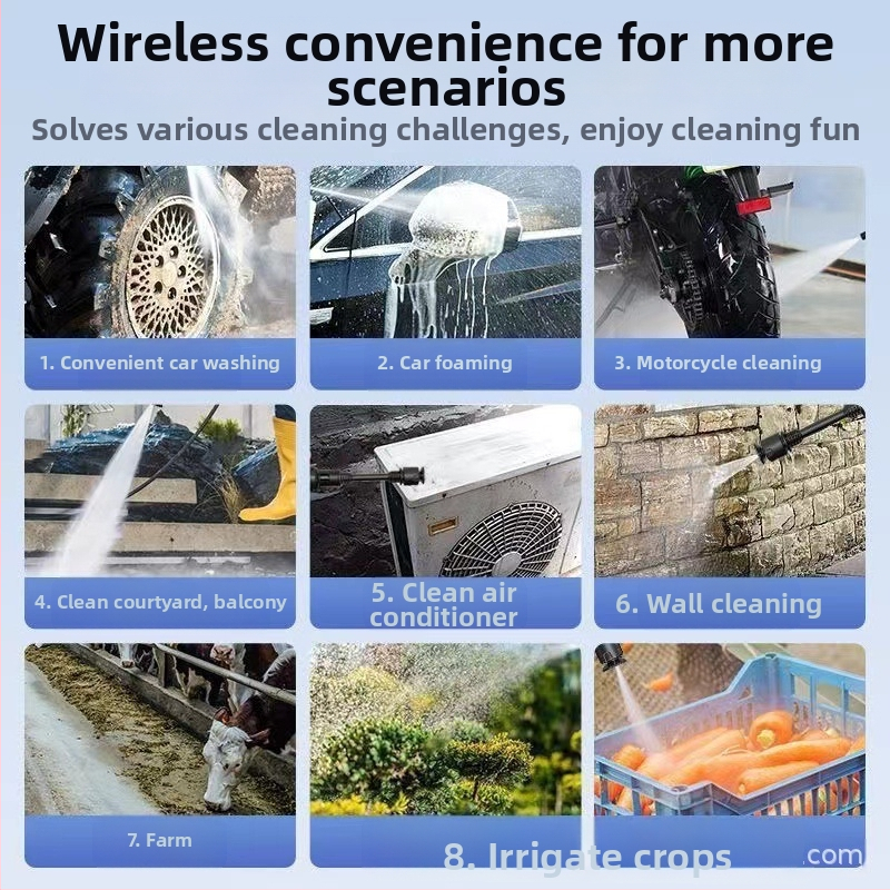 Jinbodi bezvadu automašīnas mazgāšanas sistēma, portatīvs augsta spiediena smidzināšanas iekārta ar litija bateriju, 30 bar, 6 m izsmidzināšanas diapazons, piemērots auto mazgāšanai, augu laistīšanai un pesticīdu izsmidzināšanai
