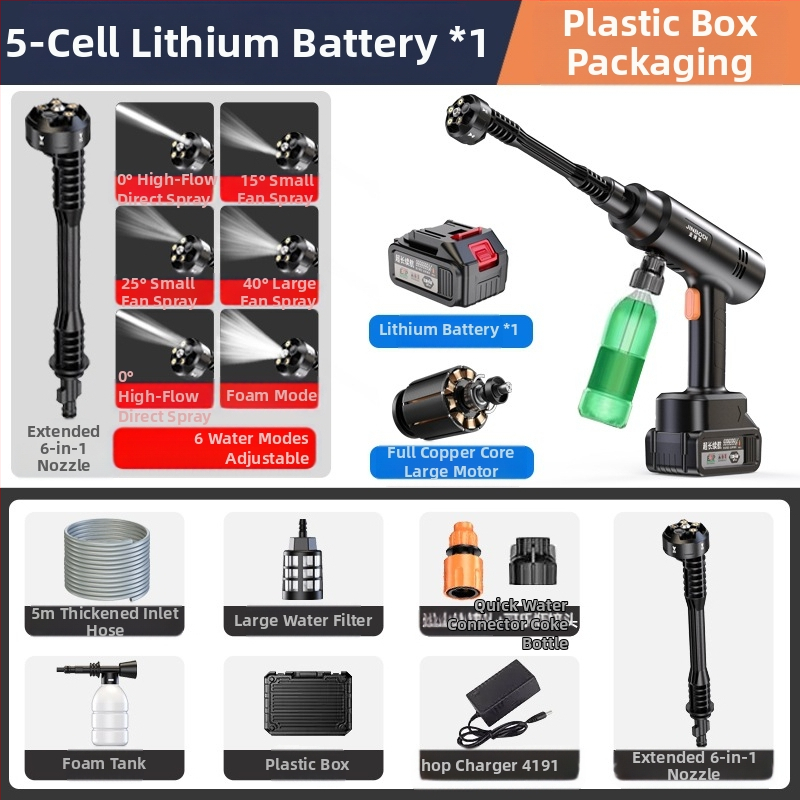 Jinbodi bezvadu automašīnas mazgāšanas sistēma, portatīvs augsta spiediena smidzināšanas iekārta ar litija bateriju, 30 bar, 6 m izsmidzināšanas diapazons, piemērots auto mazgāšanai, augu laistīšanai un pesticīdu izsmidzināšanai