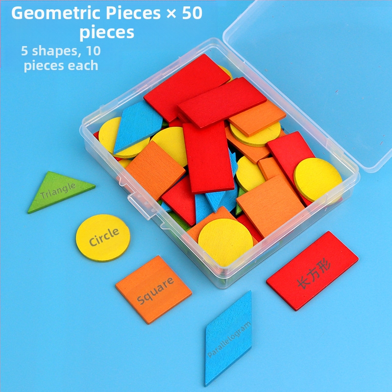 Medinis komplektas geometrijos figūroms skaičiuoti su strypeliais ir diskais – 3D geometrijos modelių rinkinys 7–14 metų vaikams