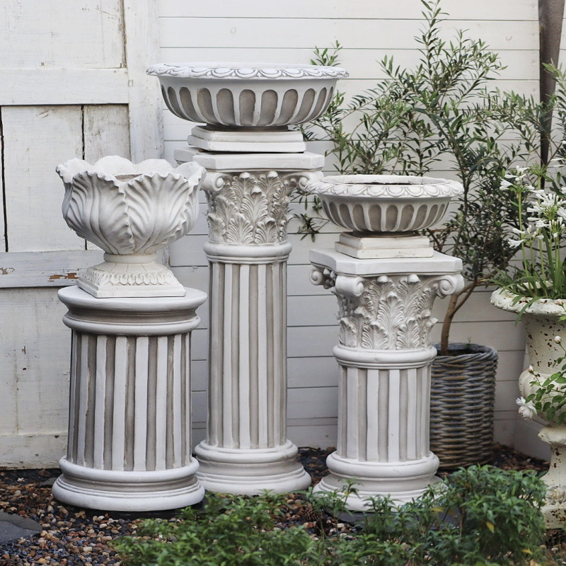 Γλάστρα σε ευρωπαϊκό στυλ με ρωμαϊκή κολώνα, χαραγμένη κατασκευή από οξείδιο του μαγνησίου, ιδανικό δώρο για τον κήπο