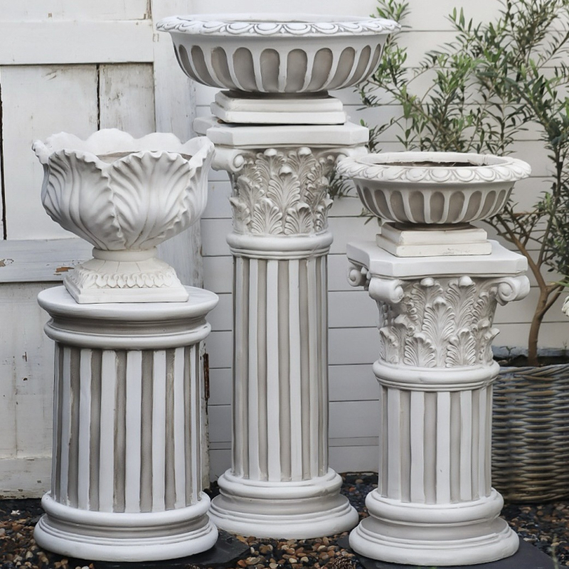 Γλάστρα σε ευρωπαϊκό στυλ με ρωμαϊκή κολώνα, χαραγμένη κατασκευή από οξείδιο του μαγνησίου, ιδανικό δώρο για τον κήπο
