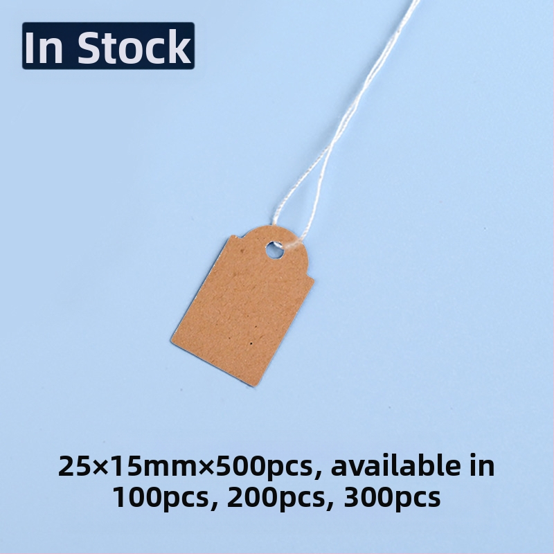 Kraft popieriaus kainų etiketės su virve, ofsetinė spauda, pritaikomos, tinkamos didmeninei prekybai