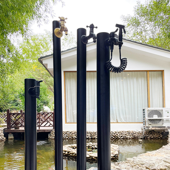 Εξωτερική βρύση σε στήλη από ανοξείδωτο χάλυβα, γρήγορο άνοιγμα, μοντέλο υψηλή κυκλική στήλη, άνοιγμα με κλειδί