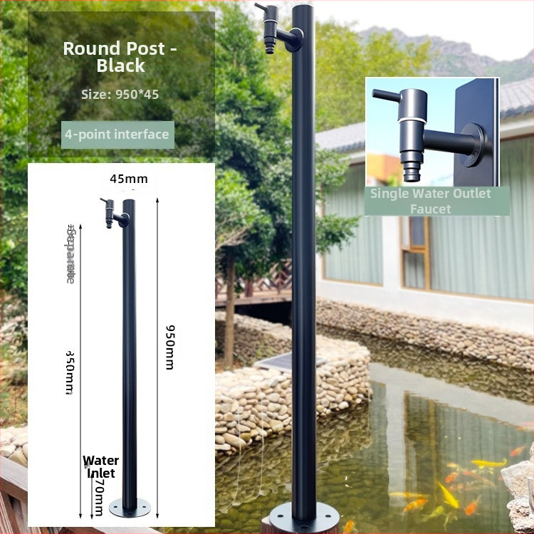 Εξωτερική βρύση σε στήλη από ανοξείδωτο χάλυβα, γρήγορο άνοιγμα, μοντέλο υψηλή κυκλική στήλη, άνοιγμα με κλειδί