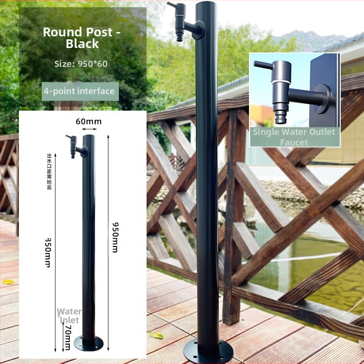 Εξωτερική βρύση σε στήλη από ανοξείδωτο χάλυβα, γρήγορο άνοιγμα, μοντέλο υψηλή κυκλική στήλη, άνοιγμα με κλειδί