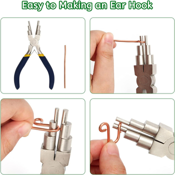 Πένσες κοσμημάτων έξι τμημάτων για περιτύλιγμα και κατασκευή δαχτυλιδιών, ανθεκτικές στη διάβρωση, χάλυβας υψηλού άνθρακα 45#, στρογγυλή μύτη, DIY κοσμήματα, 0.18 kg