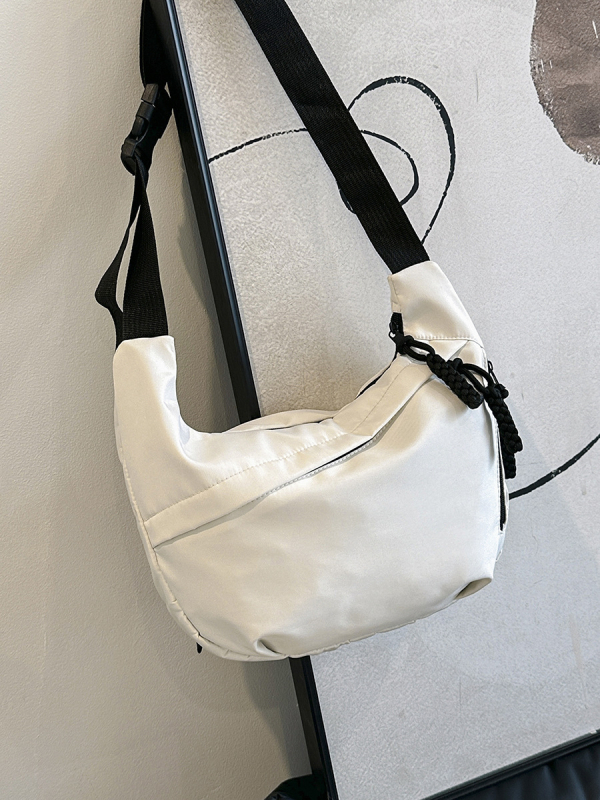 Nylon torba za rame Dumpling, ulični stil, zatvarač, poliester podstava, trodimenzionalni vanjski izgled