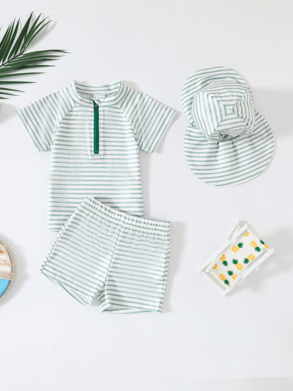 Бебешки гащеризон със шапка – унисекс, еластичен плат със 100% спандекс, подходящ за плуване и водни игри