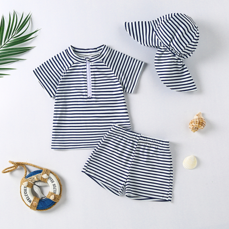 Бебешки гащеризон със шапка – унисекс, еластичен плат със 100% спандекс, подходящ за плуване и водни игри