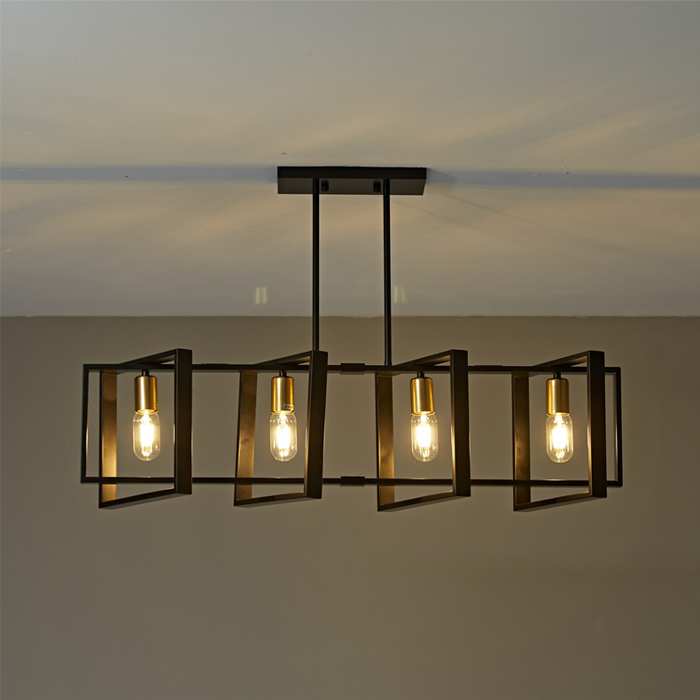 Ξύλινο πολυέλαιο με σιδερένιο σώμα, LED φως, 220V, πολλαπλών κεφαλών, κάλυψη 15–30㎡